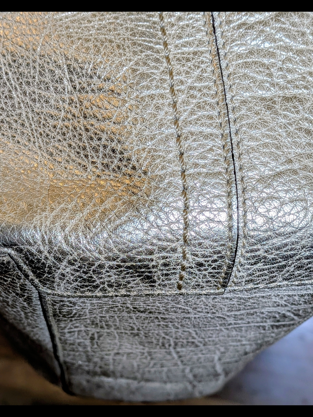 Coach Bleecker Vintage Large Platinum Metallic Leather Tote Bag #14384 - Picture 8 of 13